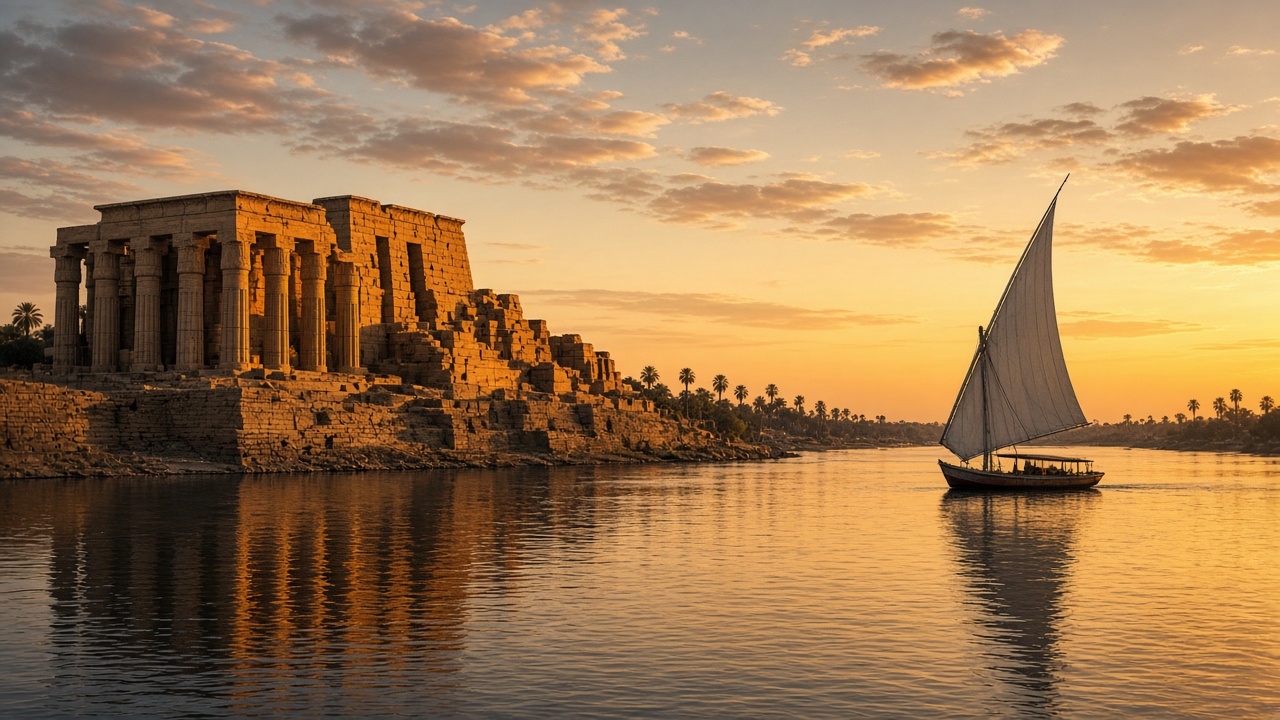 Luxury Egypt tour on the Nile at sunset